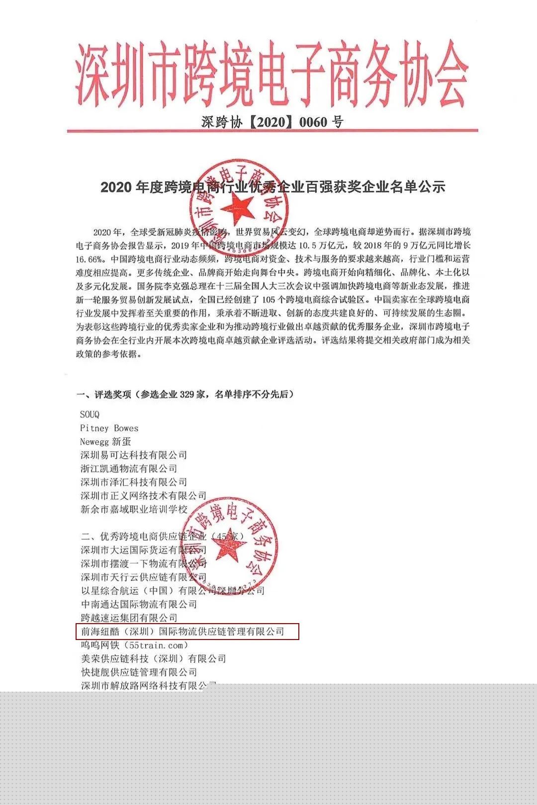 優(yōu)秀跨境電商供應鏈企業(yè)獲獎名單